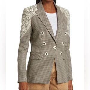 Veronica Beard Dickey Faithon Jacket-houndstooth with lace detail